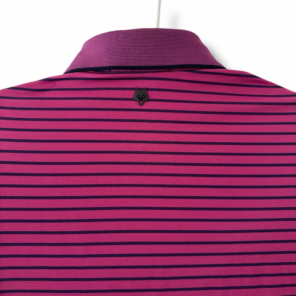 Greyson Men's Magenta & Blue Striped Saranac Performance Polo Shirt Golf Medium - Picture 6 of 8